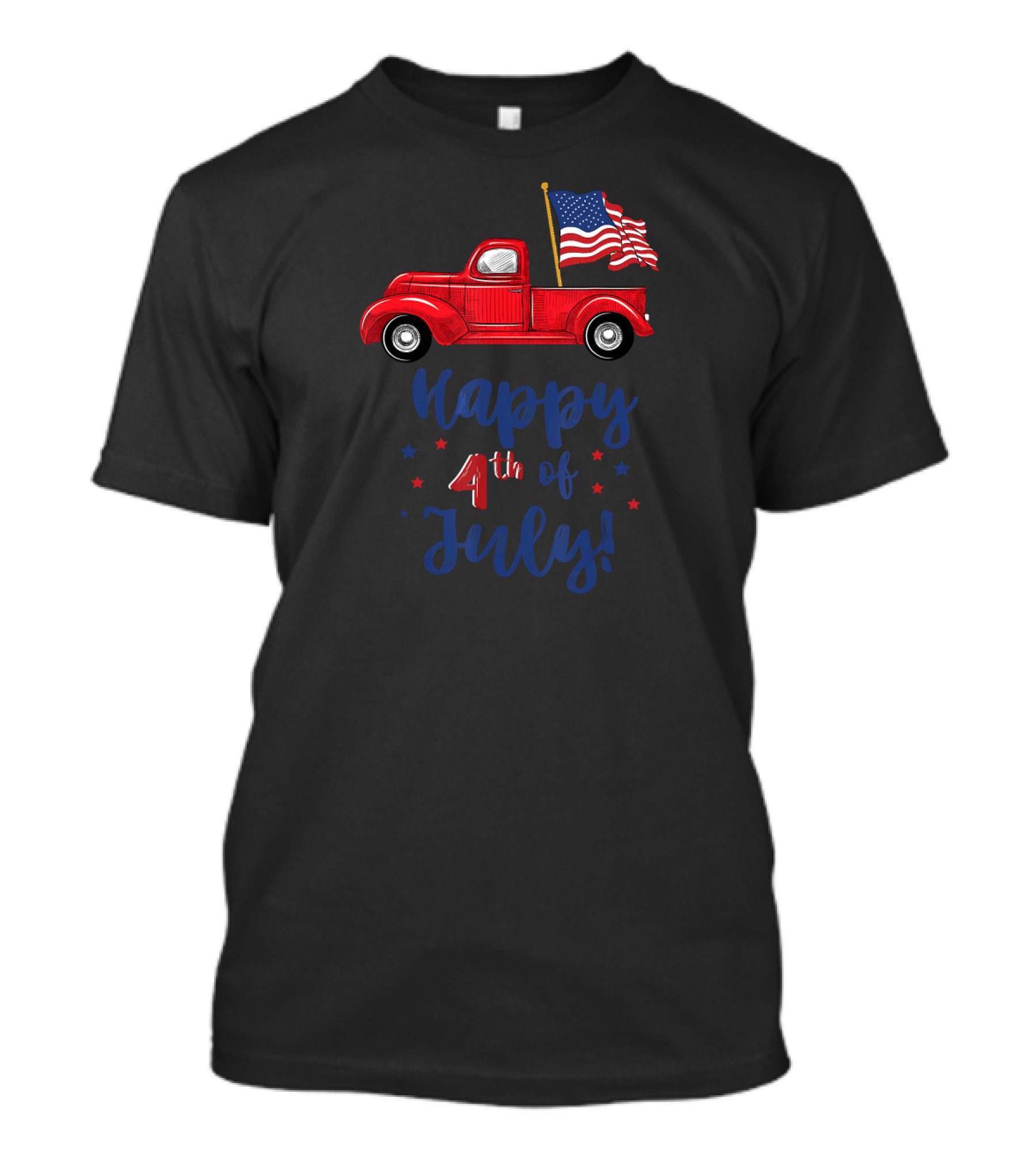 Happy 4th Of July Red Truck With American Flag T-Shirt