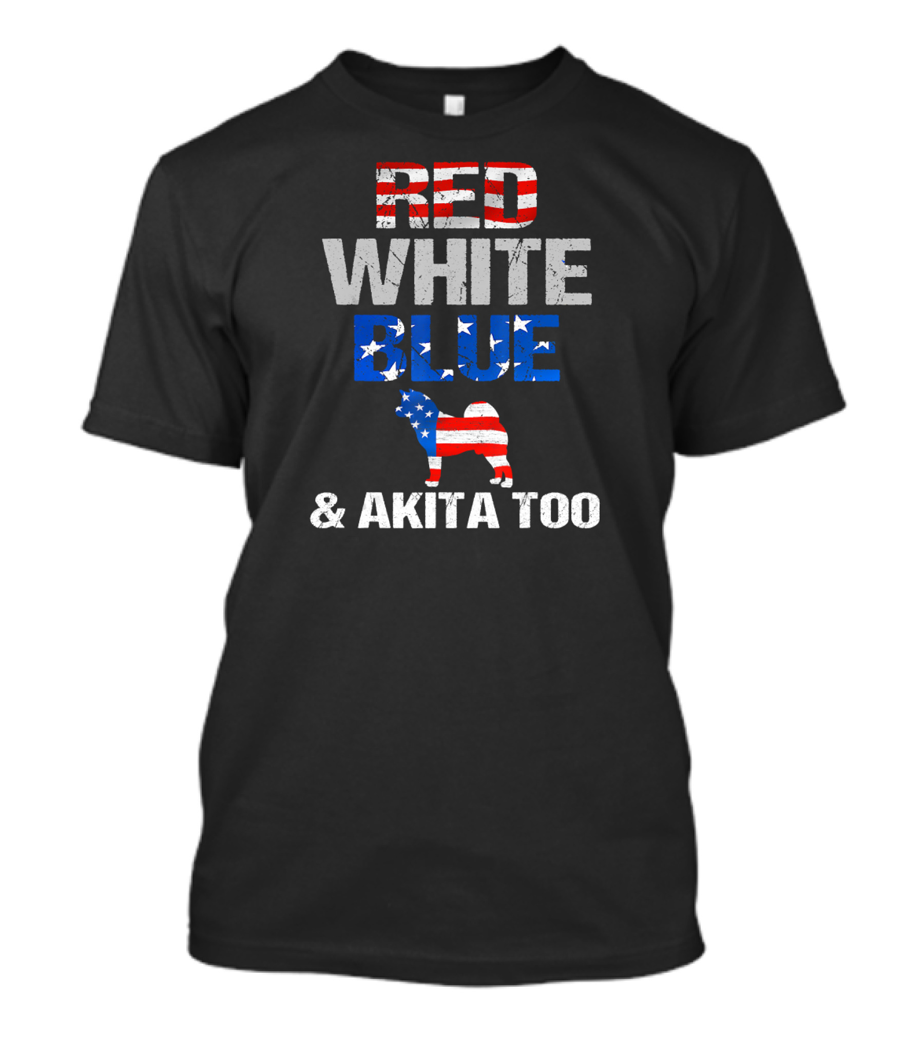 Red White Blue Akita USA Flag Dog Lovers T-Shirt