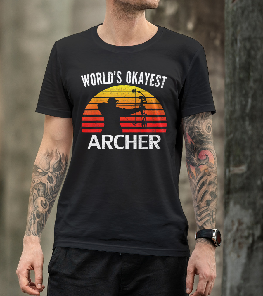 World's Okayest Archer Retro Sunset T-Shirt