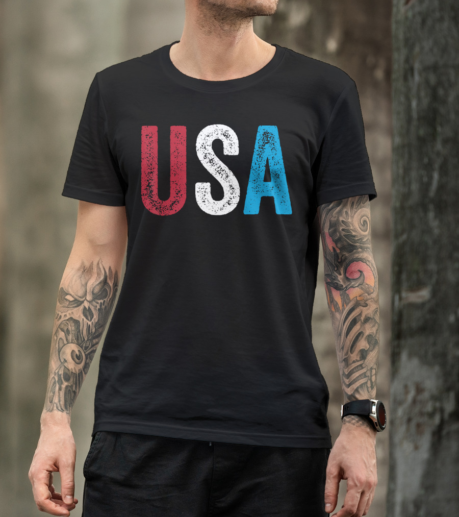 USA Red White Blue American Flag Colors 4th Of July T-Shirt