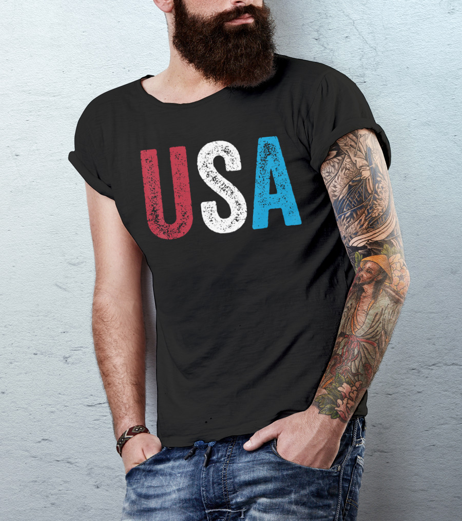 USA Red White Blue American Flag Colors 4th Of July T-Shirt