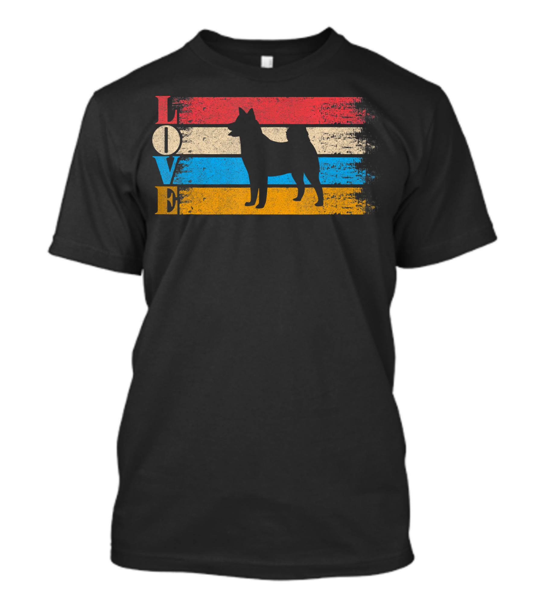 Love Vintage Akita Dog Silhouette Retro Stripes T-Shirt