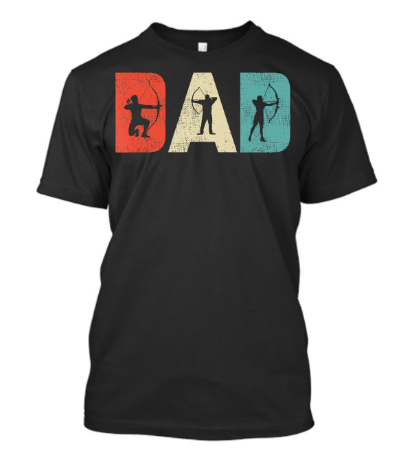 Vintage Archery Dad Fath With Silhouetted Figures In Text T-Shirt