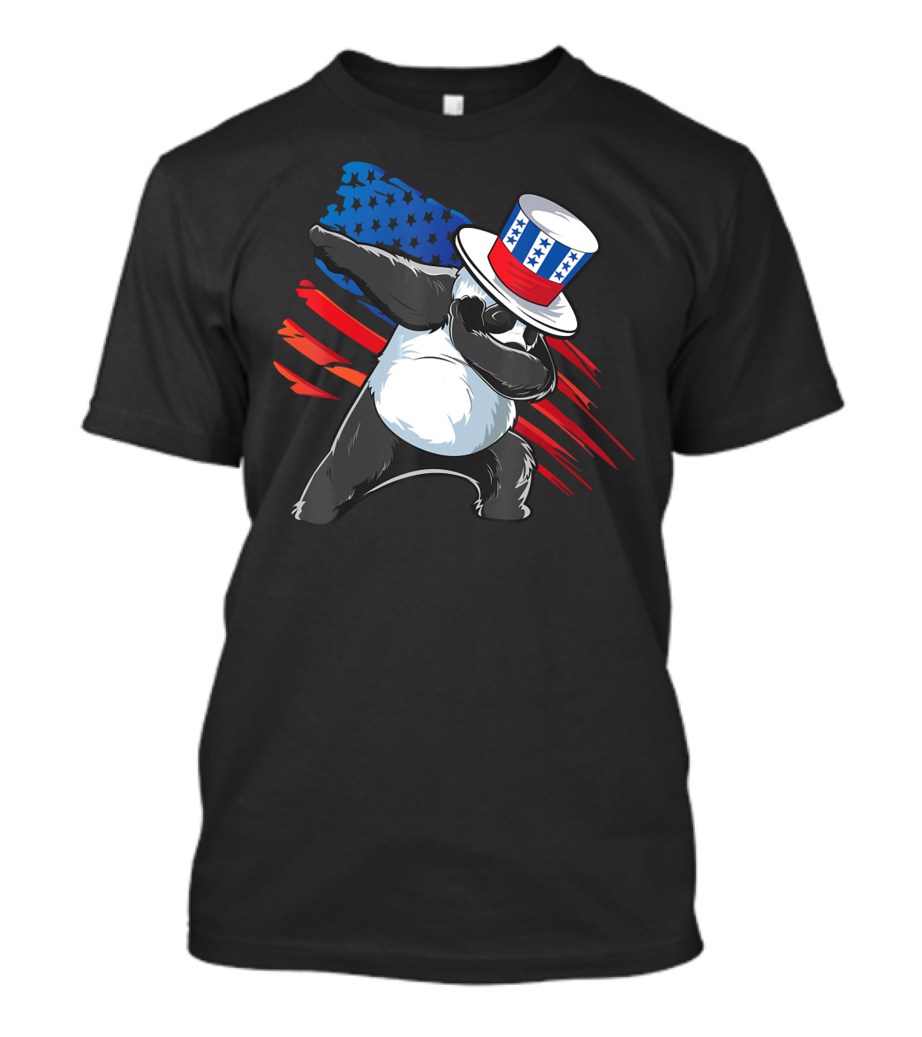4th Of July Dabbing Panda With Stars And Stripes Hat T-Shirt