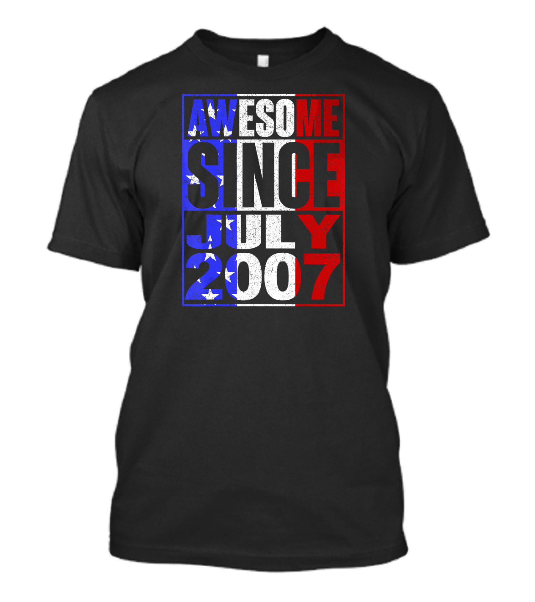Awesome Since July 2007 USA Flag Colors T-Shirt