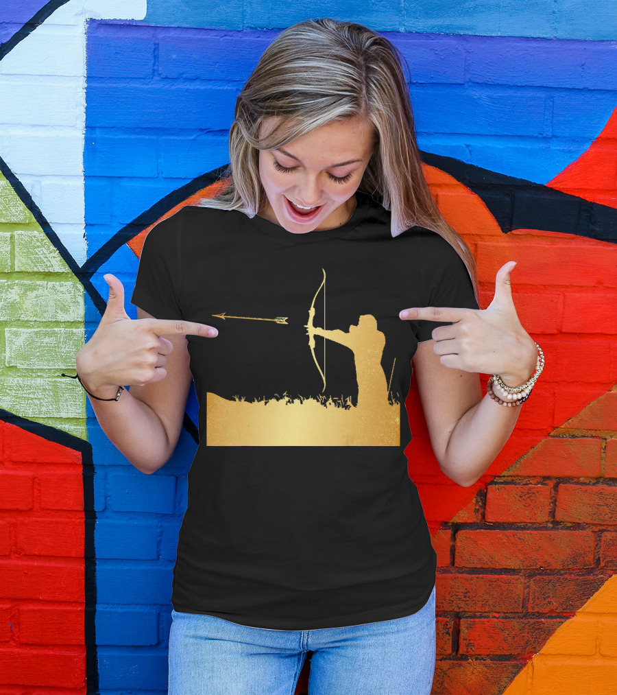 Gold Archery Archer Bow Arrow Funny Party T-Shirt