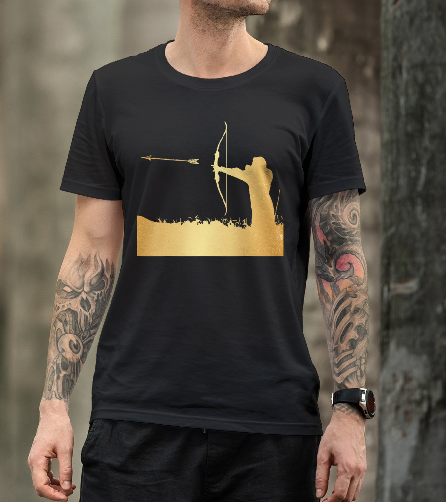 Gold Archery Archer Bow Arrow Funny Party T-Shirt