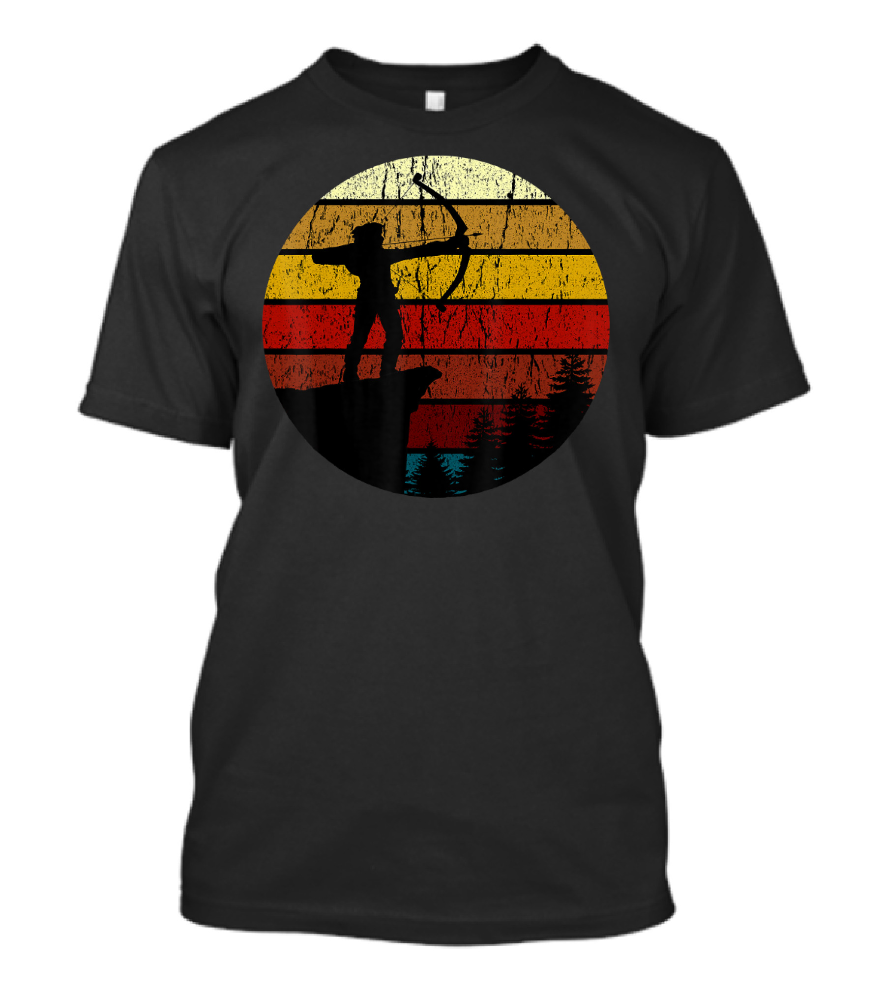 Compound Bowman Archer Silhouette Vintage Sunset Forest T-Shirt