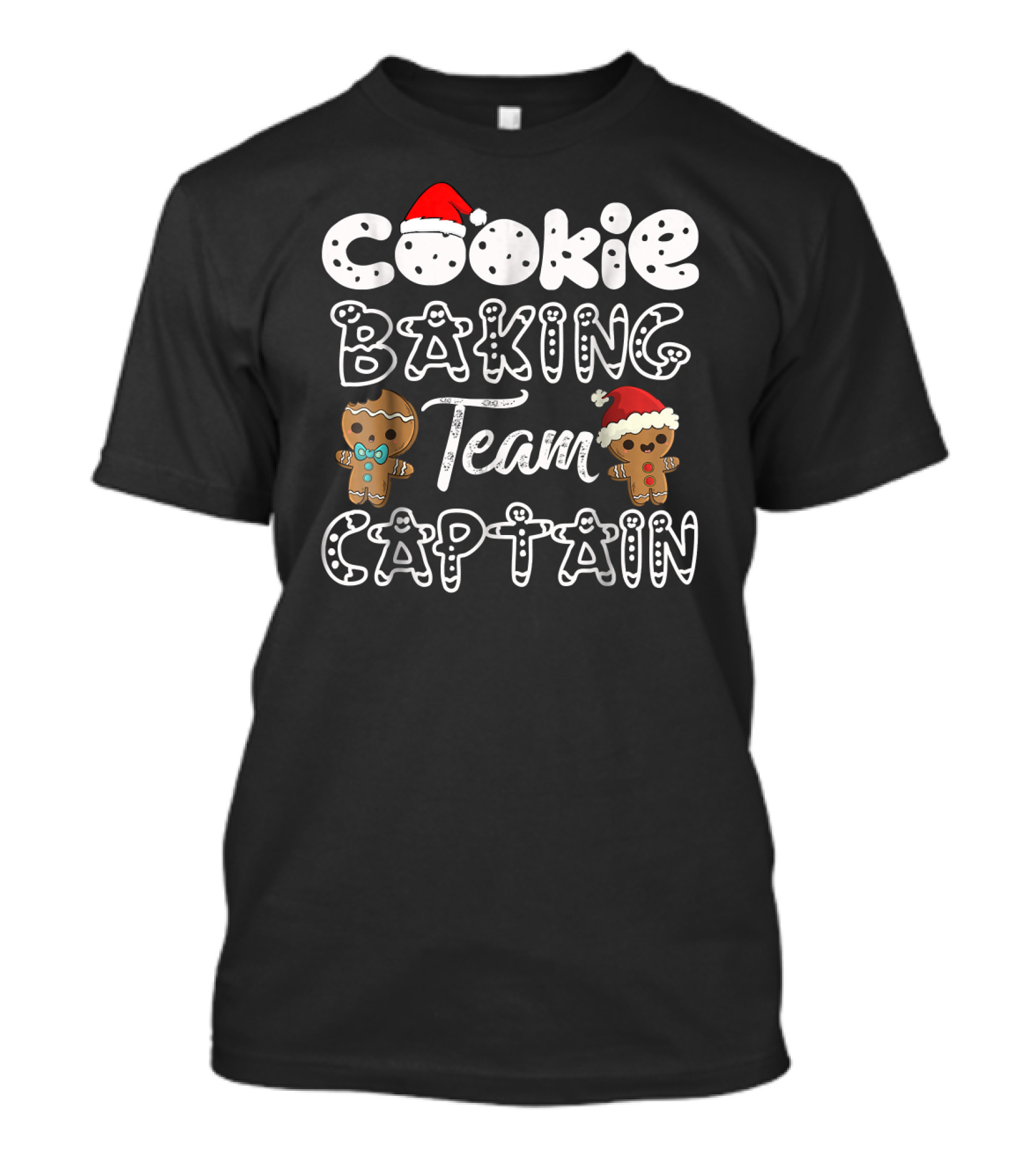 Cookie Baking Team Captain Gingerbread With Santa Hat Holiday T-Shirt