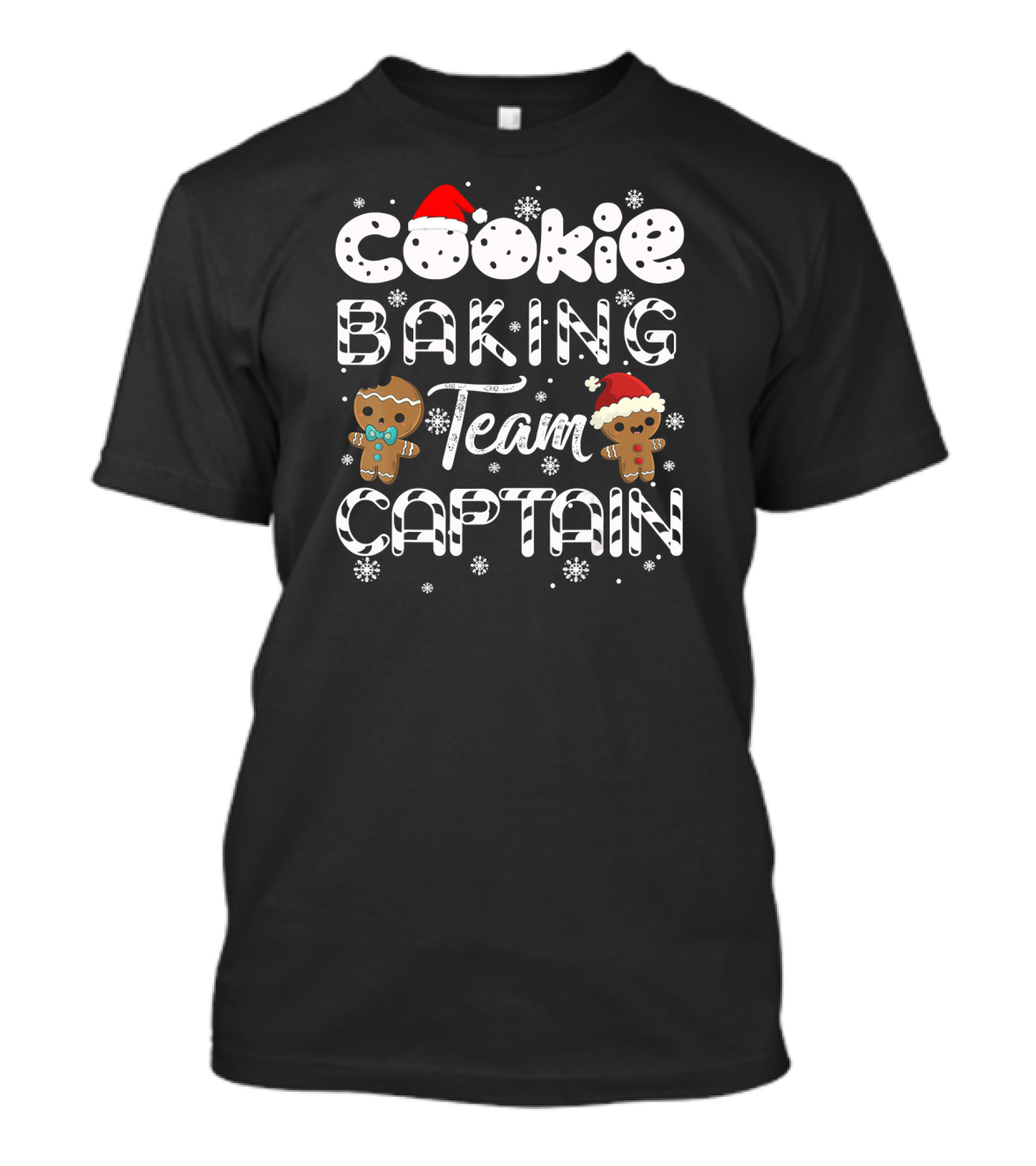 Cookie Baking Team Captain Gingerbread Santa Hat Snowflakes T-Shirt