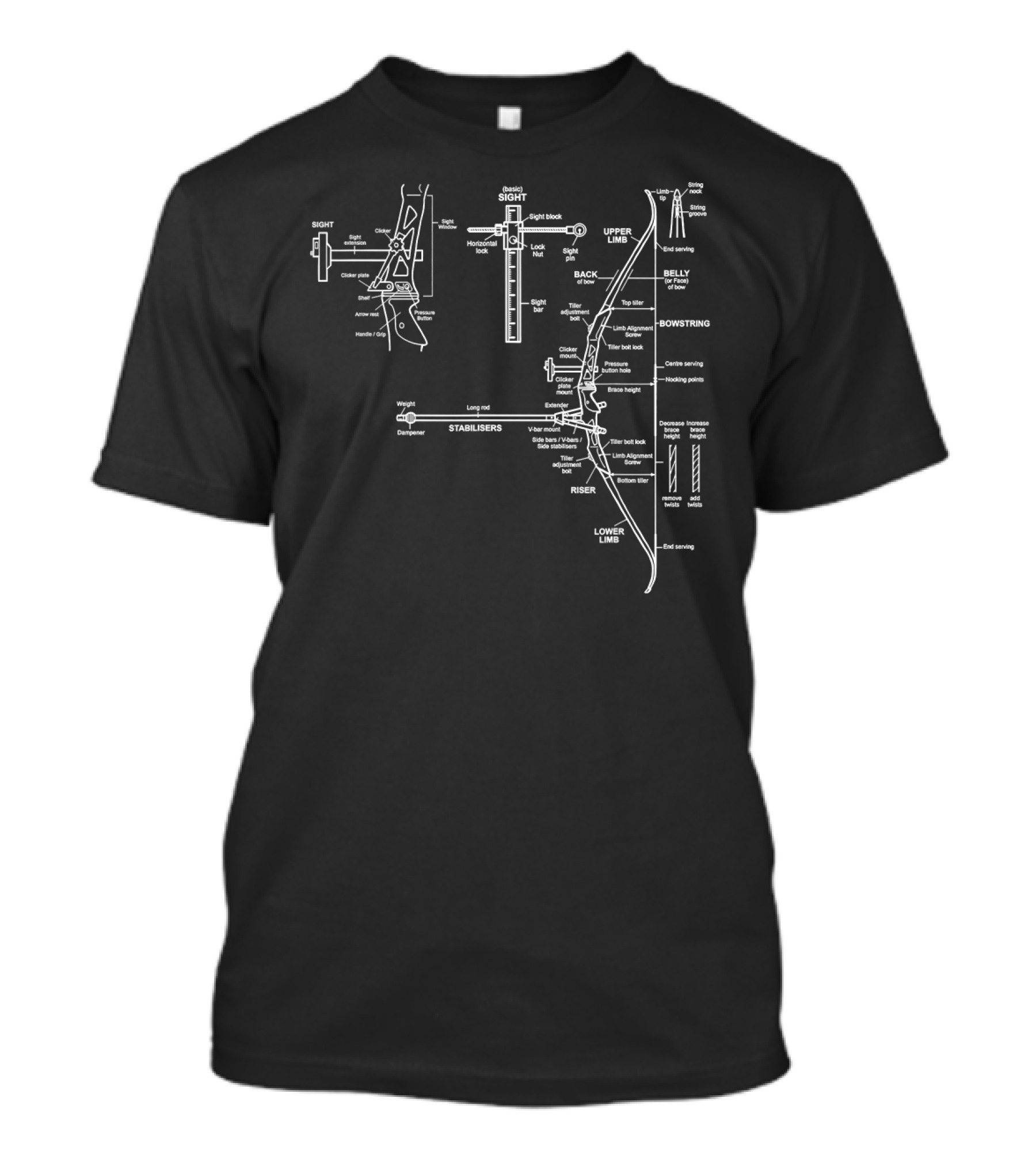 Cool Bow Blueprint Upper Limb Stabilisers Back Archery T-Shirt