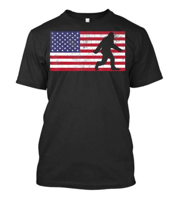 Fourth Of July 4th American Flag USA Bigfoot T-Shirt