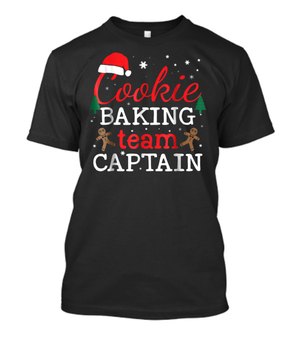 Cookie Baking Team Captain Santa Hat Gingerbread Snowflakes Trees T-Shirt