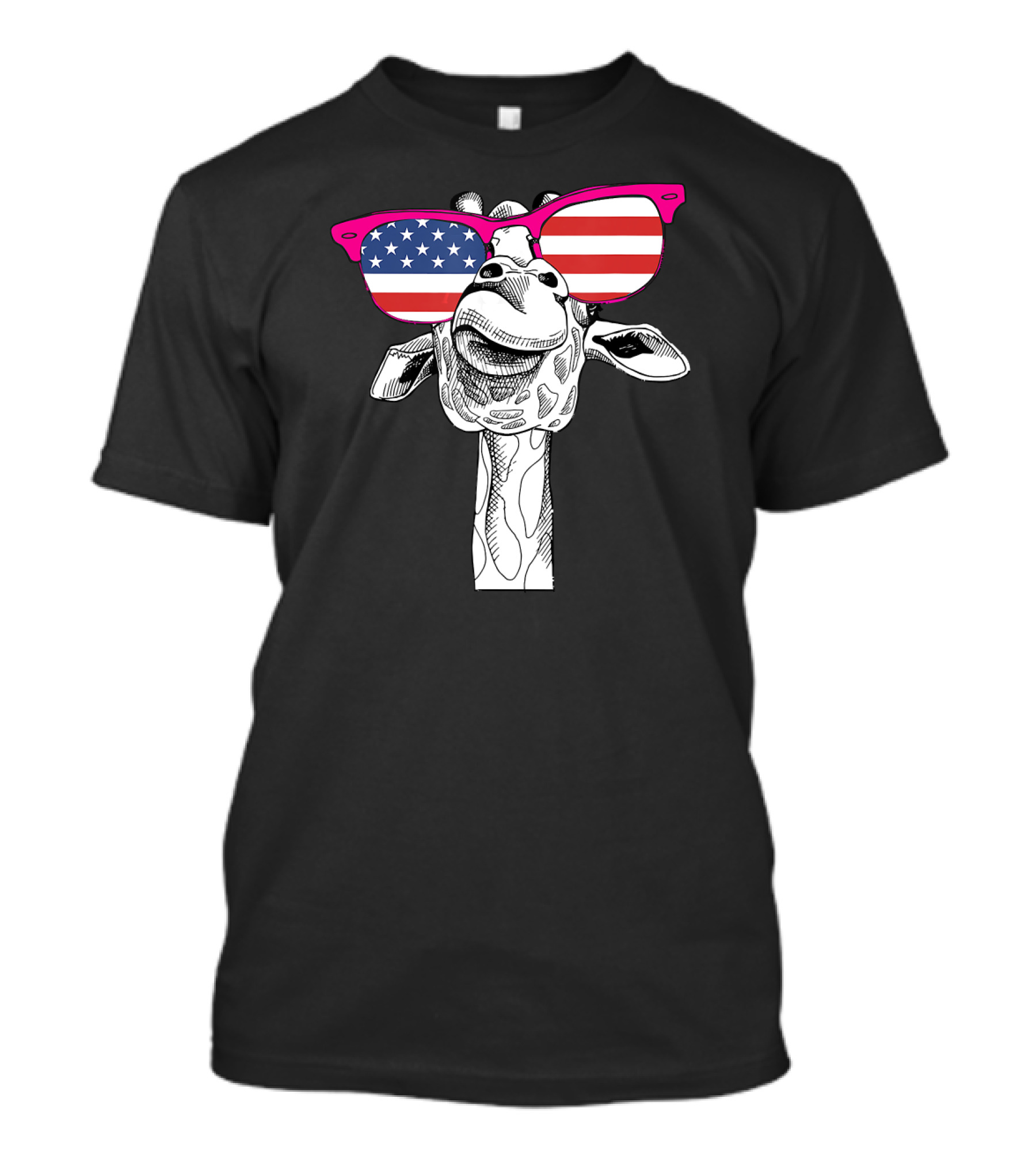 Giraffe Wearing American Flag Sunglasses For 4th Of July T-Shirt