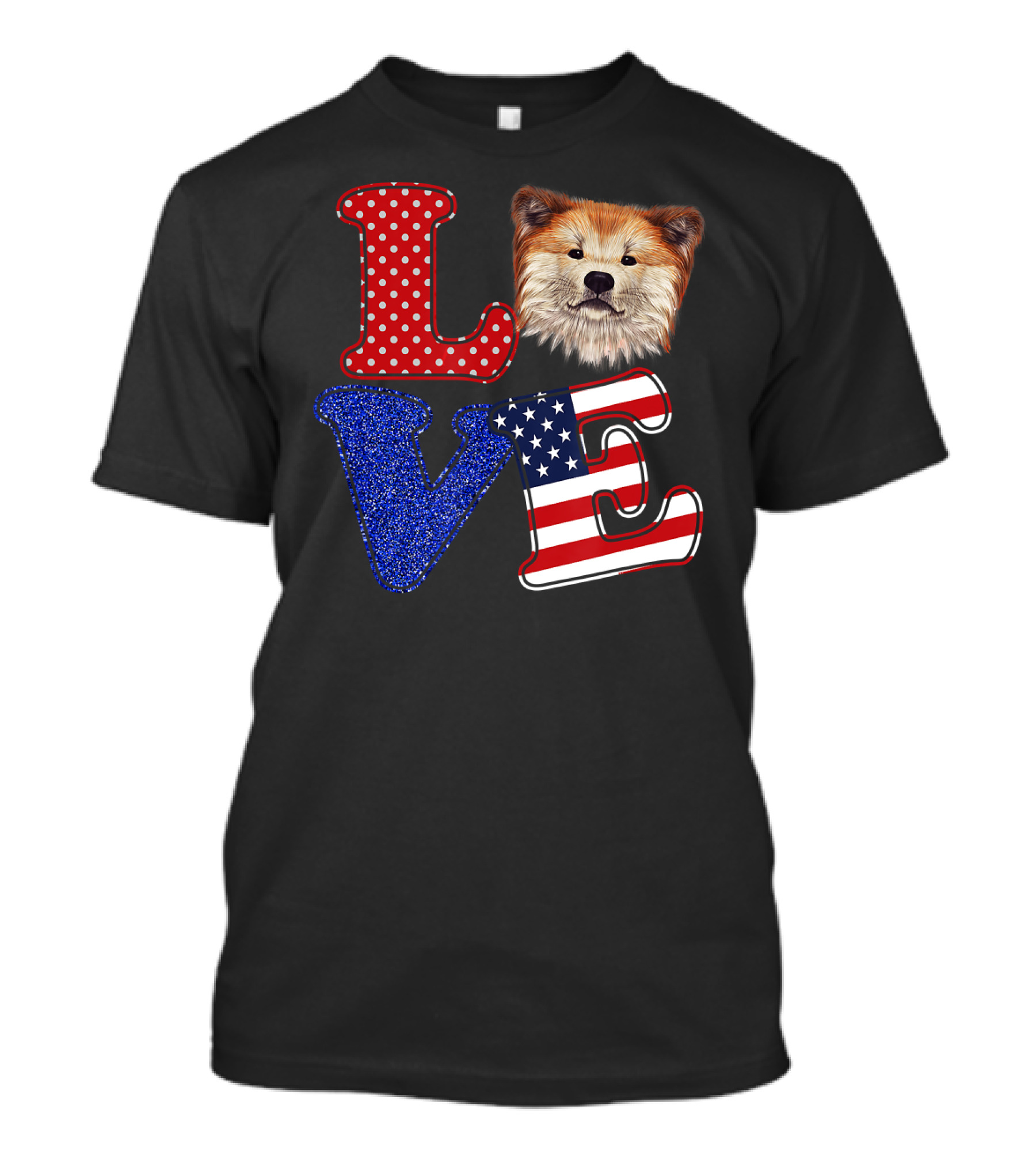 LOVE Akita Dog American Flag Patriot T-Shirt