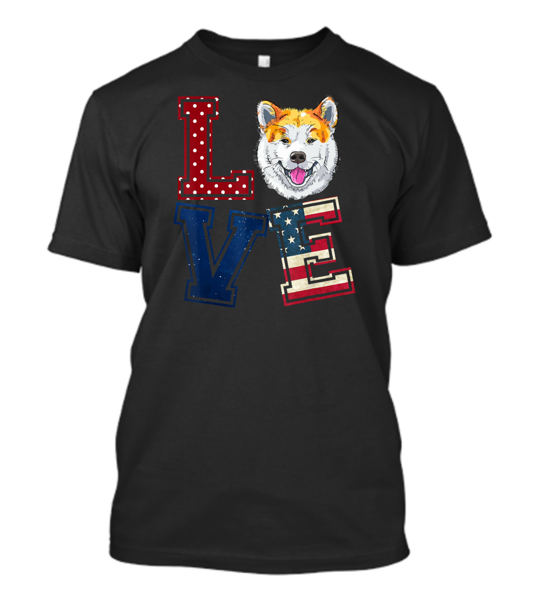 LOVE Akita Inu American Flag Patriotic Dog USA T-Shirt