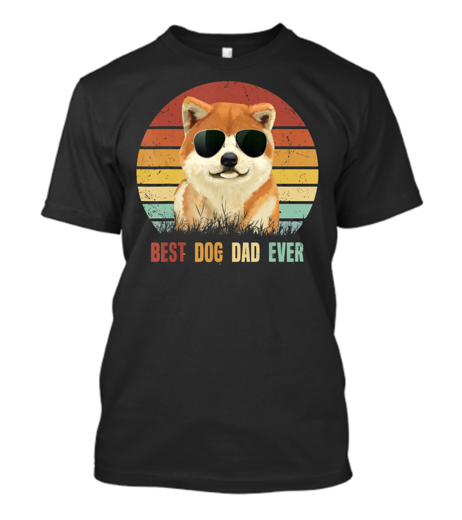Best Dog Dad Ever Vintage Akita Inu Sunglasses T-Shirt