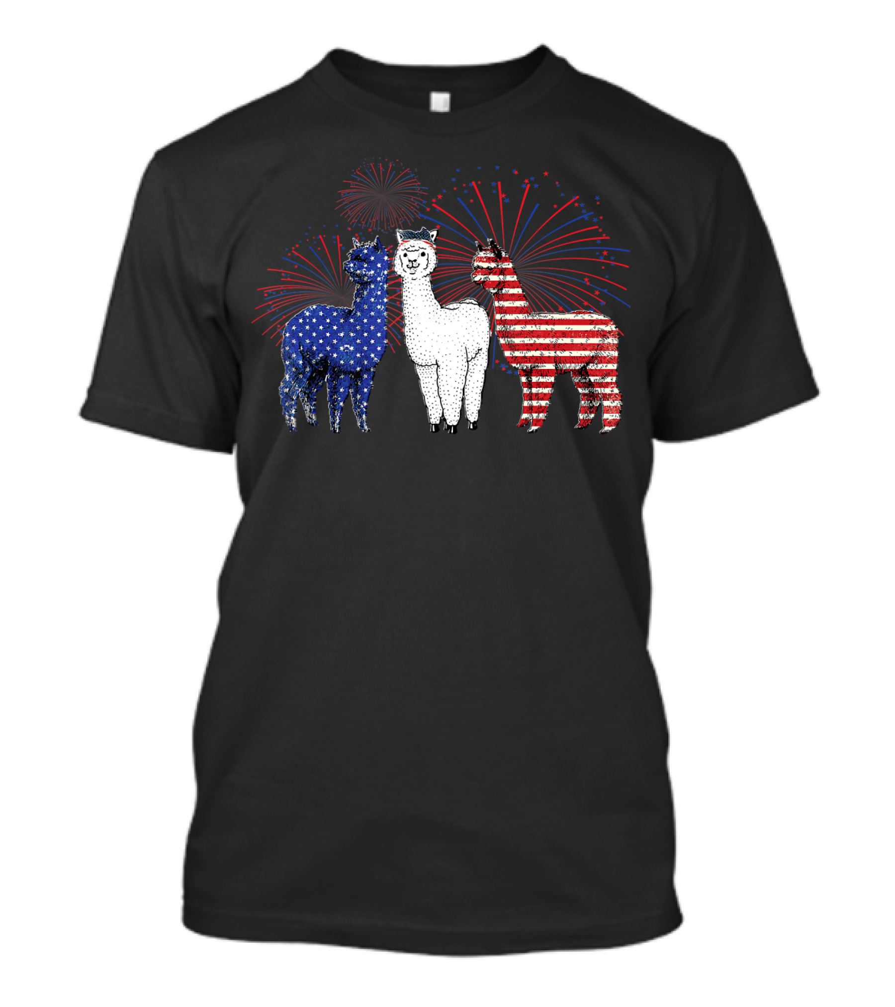 Patriotic Llama Trio American Flag Fireworks 4th Of July T-Shirt