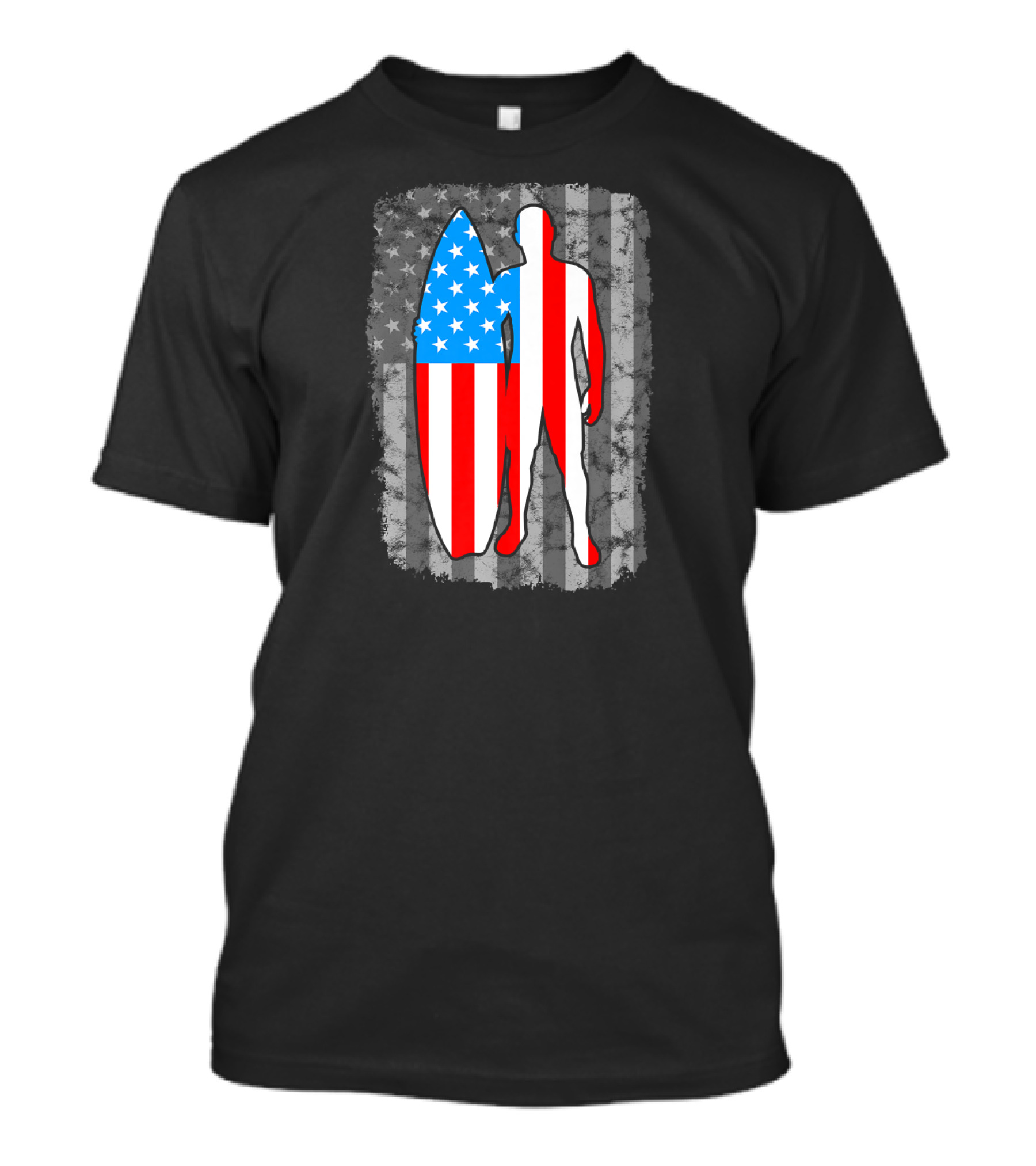 Surfing Vintage American Flag United Stat Patriotic T-Shirt