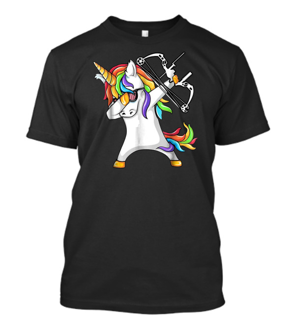 Unicorn Dabbing With Rainbow Hair And Archery Bow T-Shirt