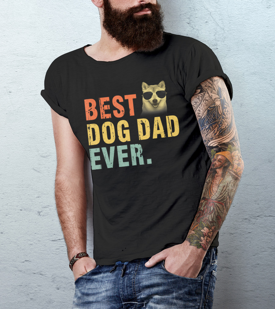 Best Dog Dad Ever Vintage Akita Sunglasses T-Shirt