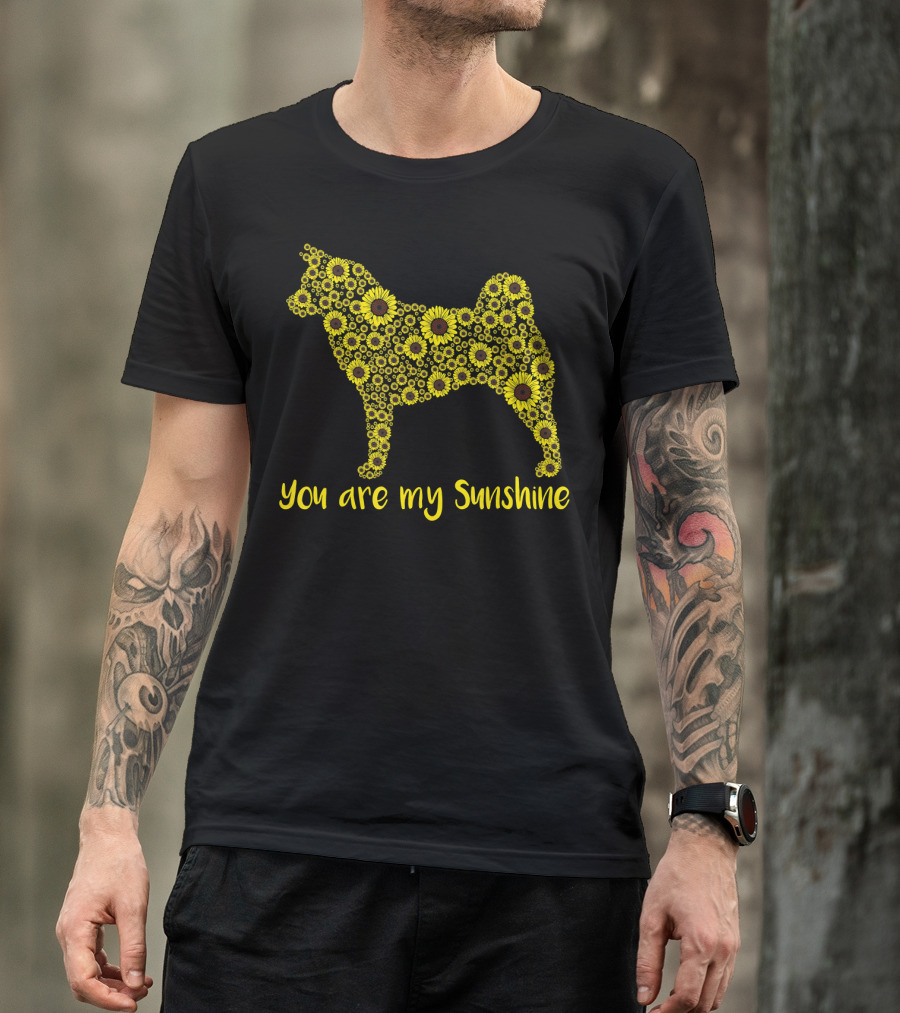 You Are My Sunshine Sunflower Akita Dog T-Shirt