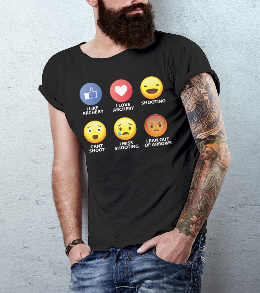 I Like Archery I Love Archery Shooting Cant Shoot I Miss Shooting I Ran Out Of Arrows Emoticons T-Shirt