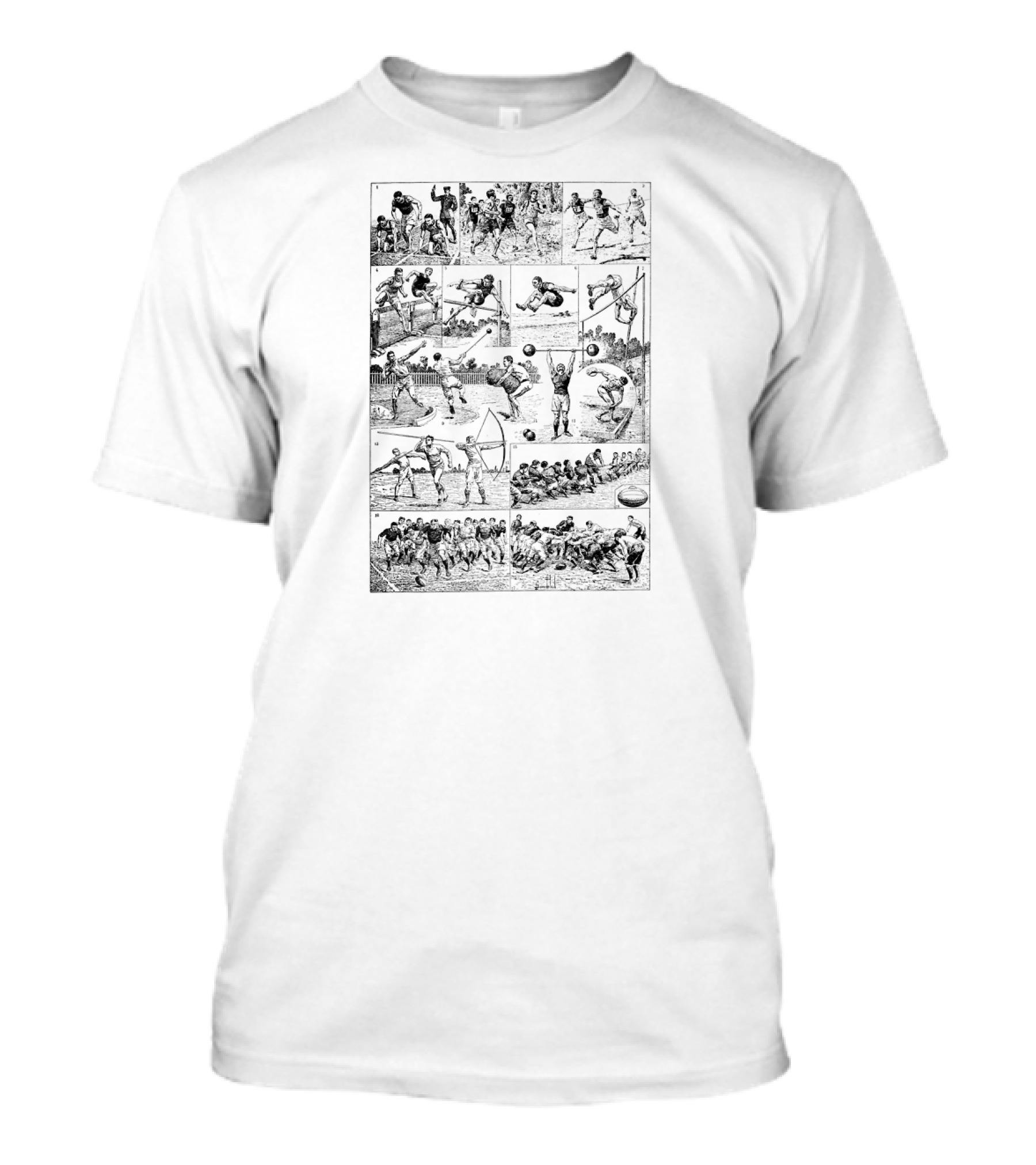 Athletics Archery Weightlifting Discus Throw Vintage Sports Montage T-Shirt