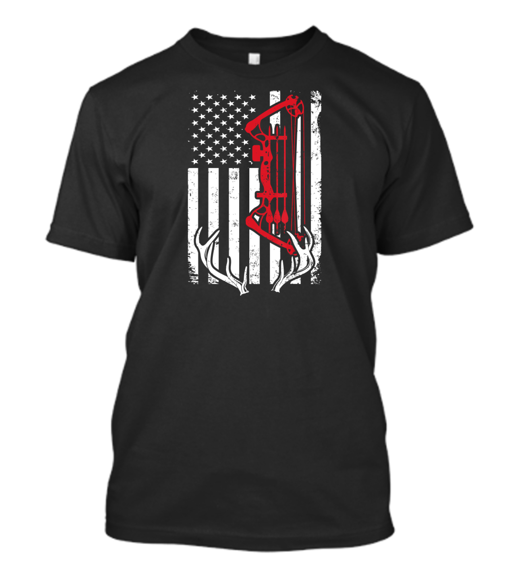 American Flag Bow Hunting Archery Antlers T-Shirt