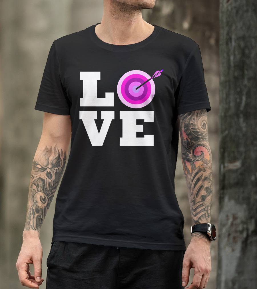 LOVE Cute Pink Archery Bow Hunting Target T-Shirt