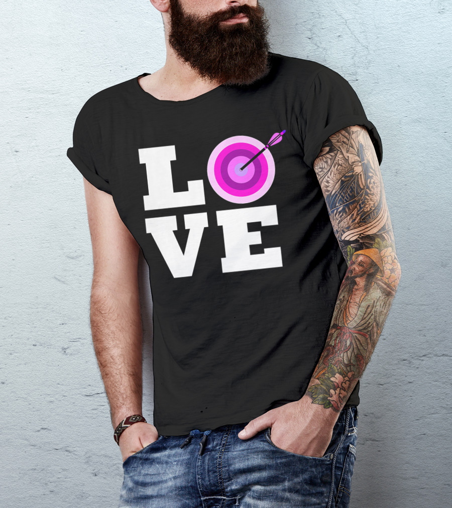 LOVE Cute Pink Archery Bow Hunting Target T-Shirt