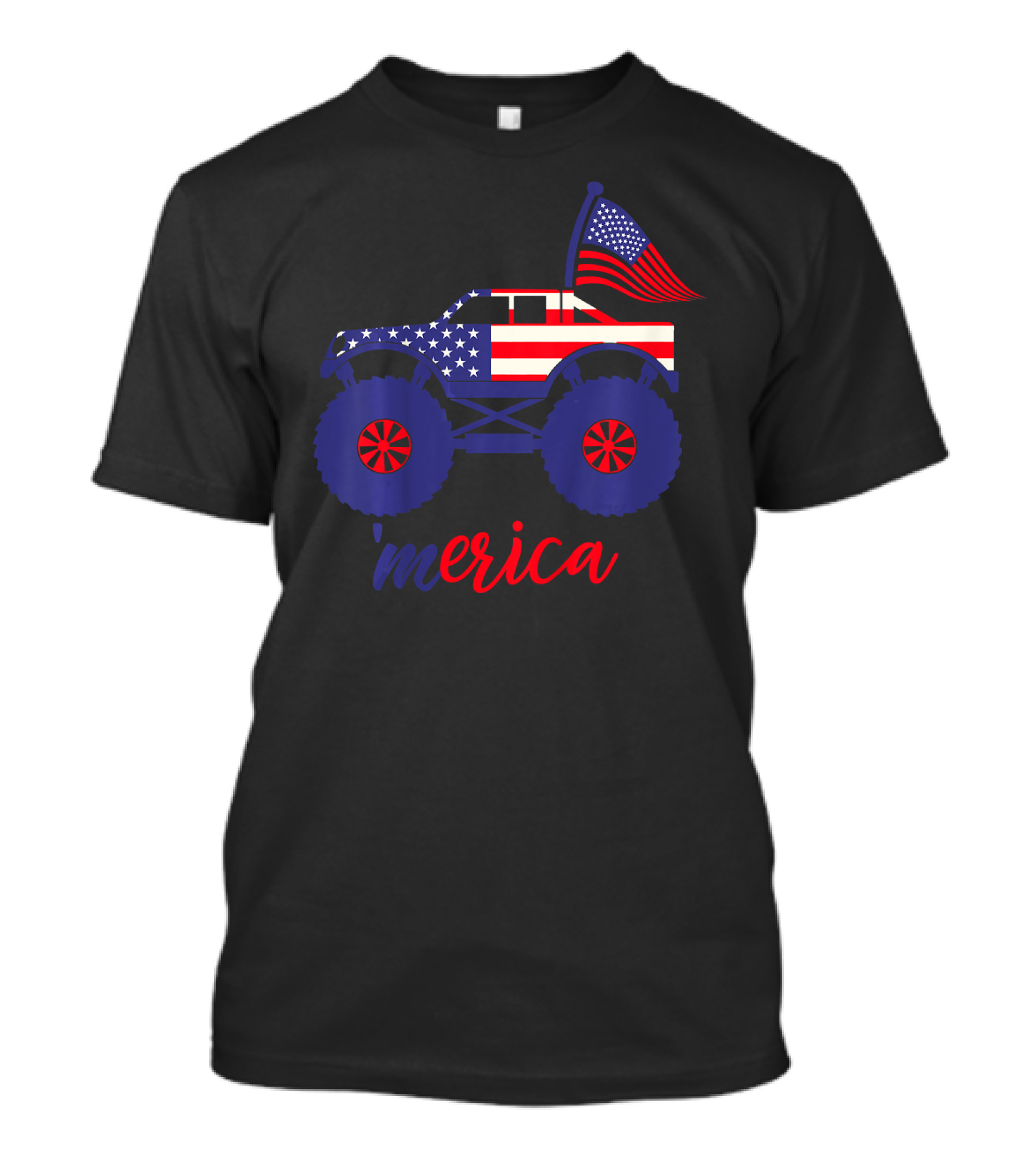 Merica Monster Truck 4th Of July Kids T-Shirt