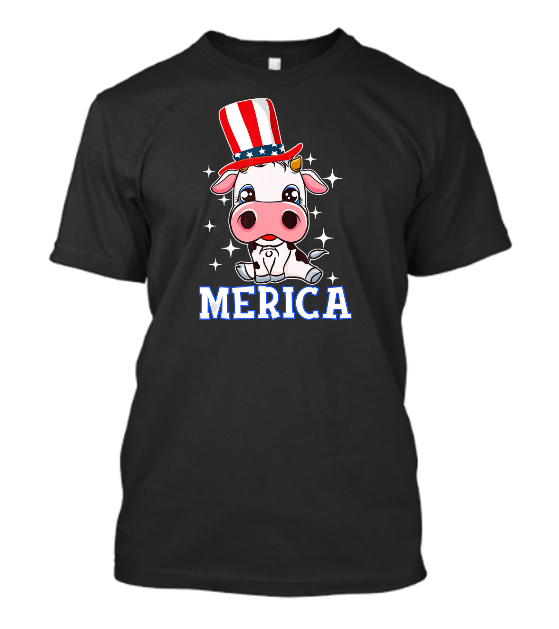 Merica Cow With Patriotic Hat 4th July American Baby T-Shirt