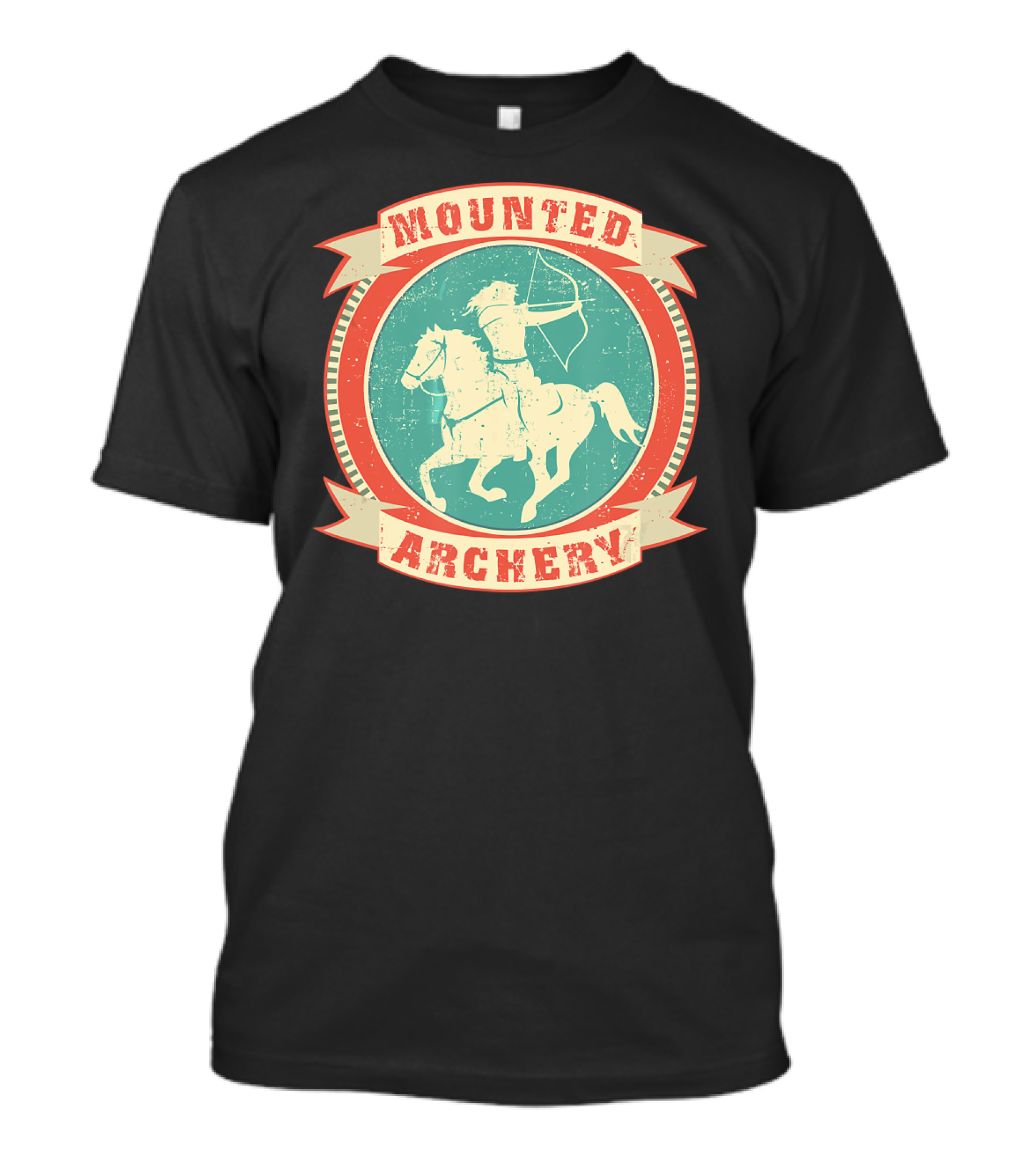 Mounted Archery Equestrian Woman Archer Vintage Emblem T-Shirt