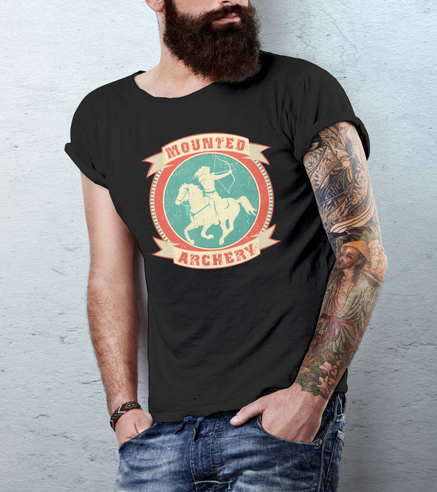 Mounted Archery Equestrian Woman Archer Vintage Emblem T-Shirt
