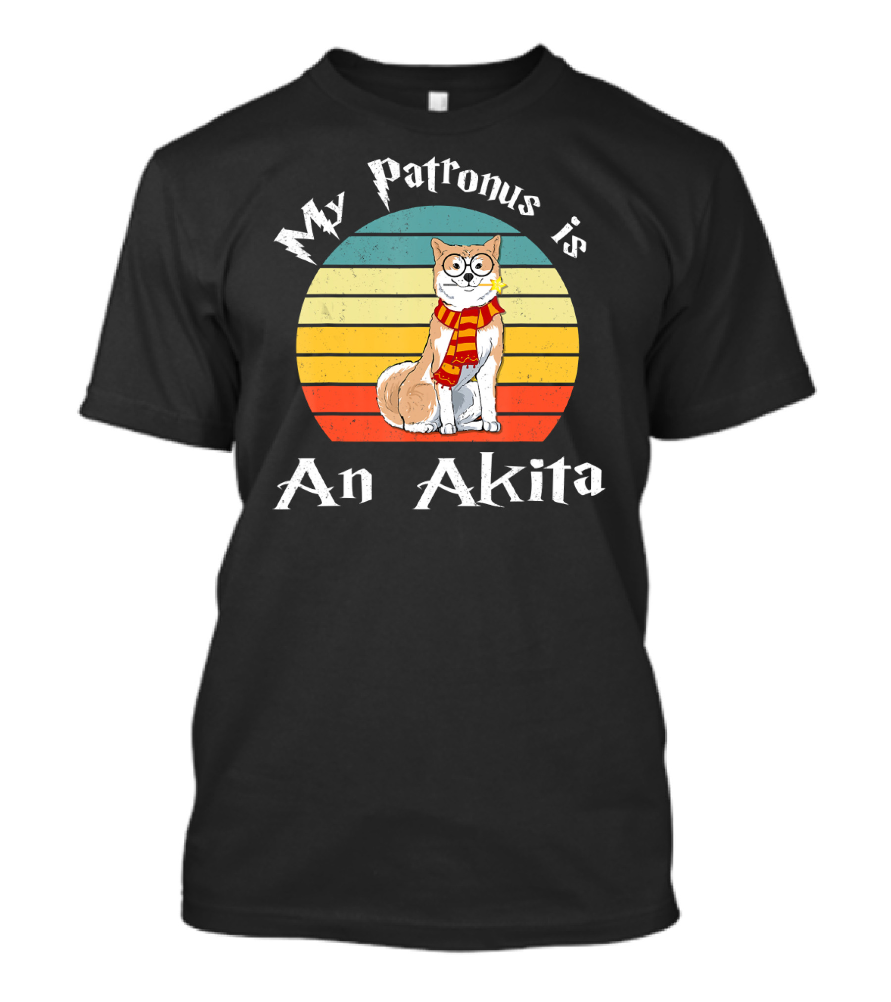 My Patronus Is An Akita Wearing Glasses And Scarf T-Shirt