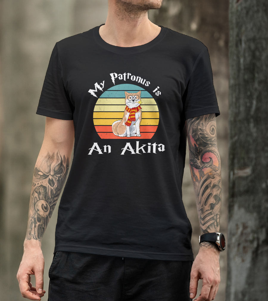 My Patronus Is An Akita Wearing Glasses And Scarf T-Shirt