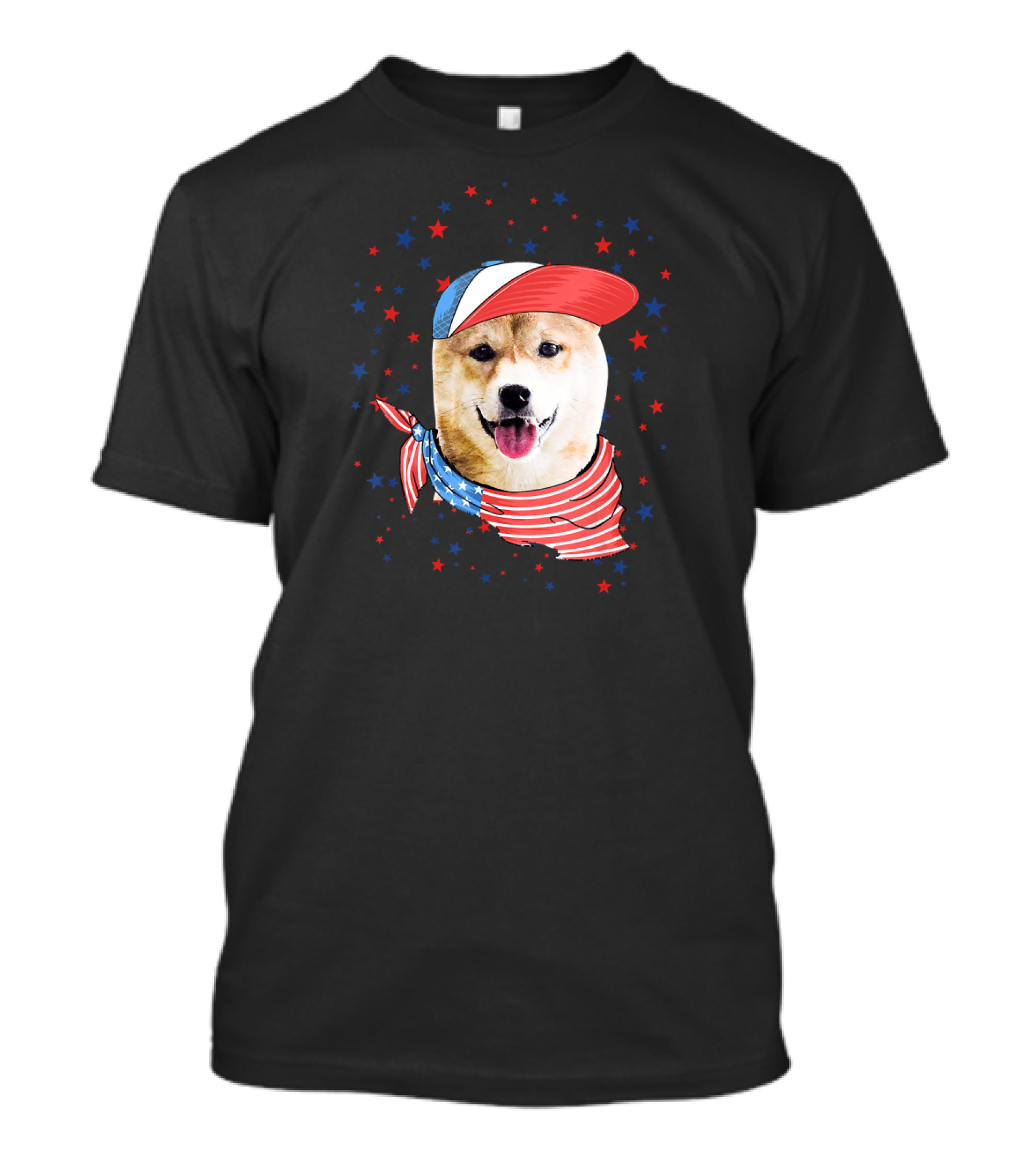 USA Flag Akita Dog 4th July Patriotic Stars And Stripes Hat T-Shirt