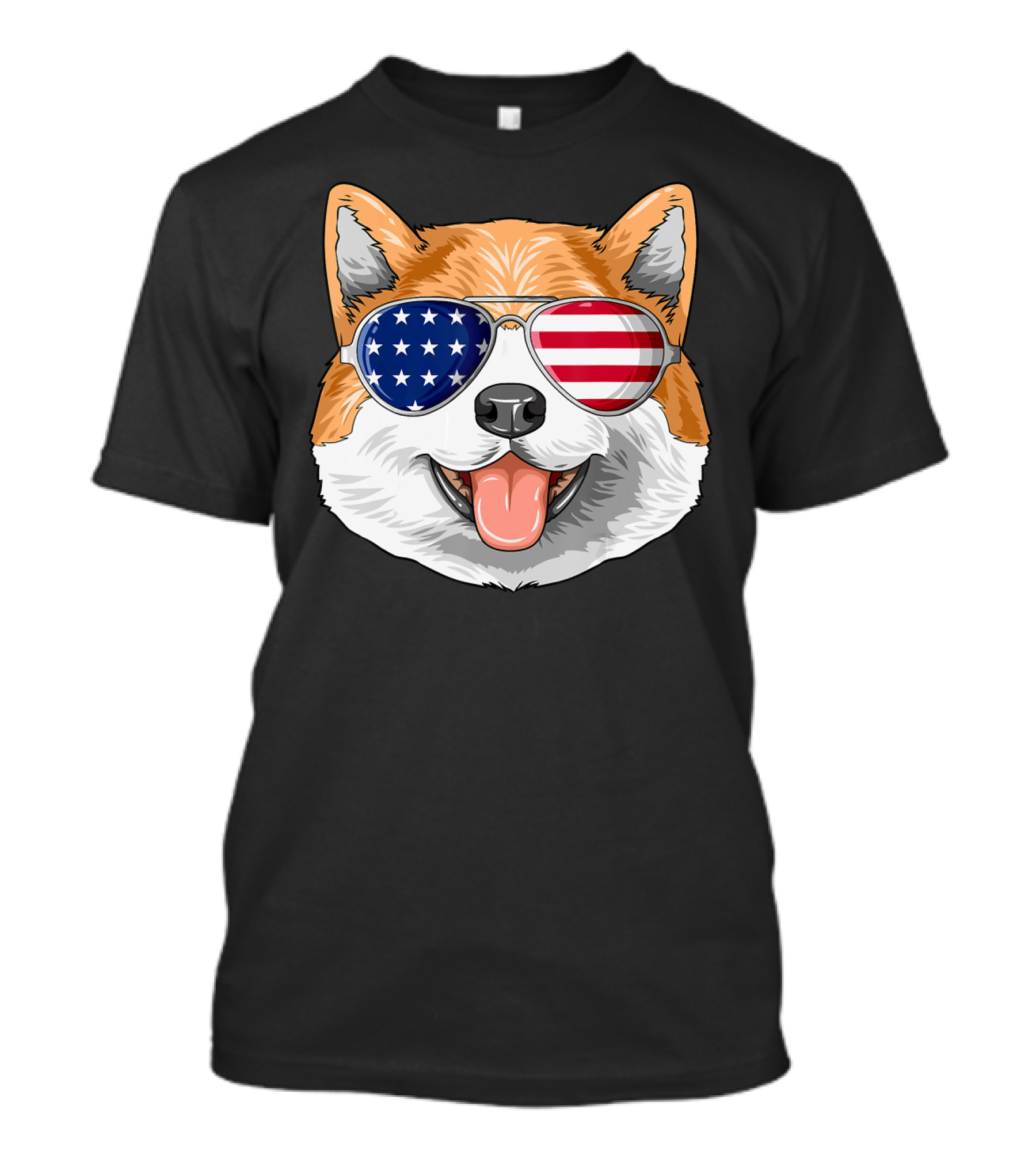 Patriotic Akita American Flag Glasses 4th Jul Independence Day T-Shirt