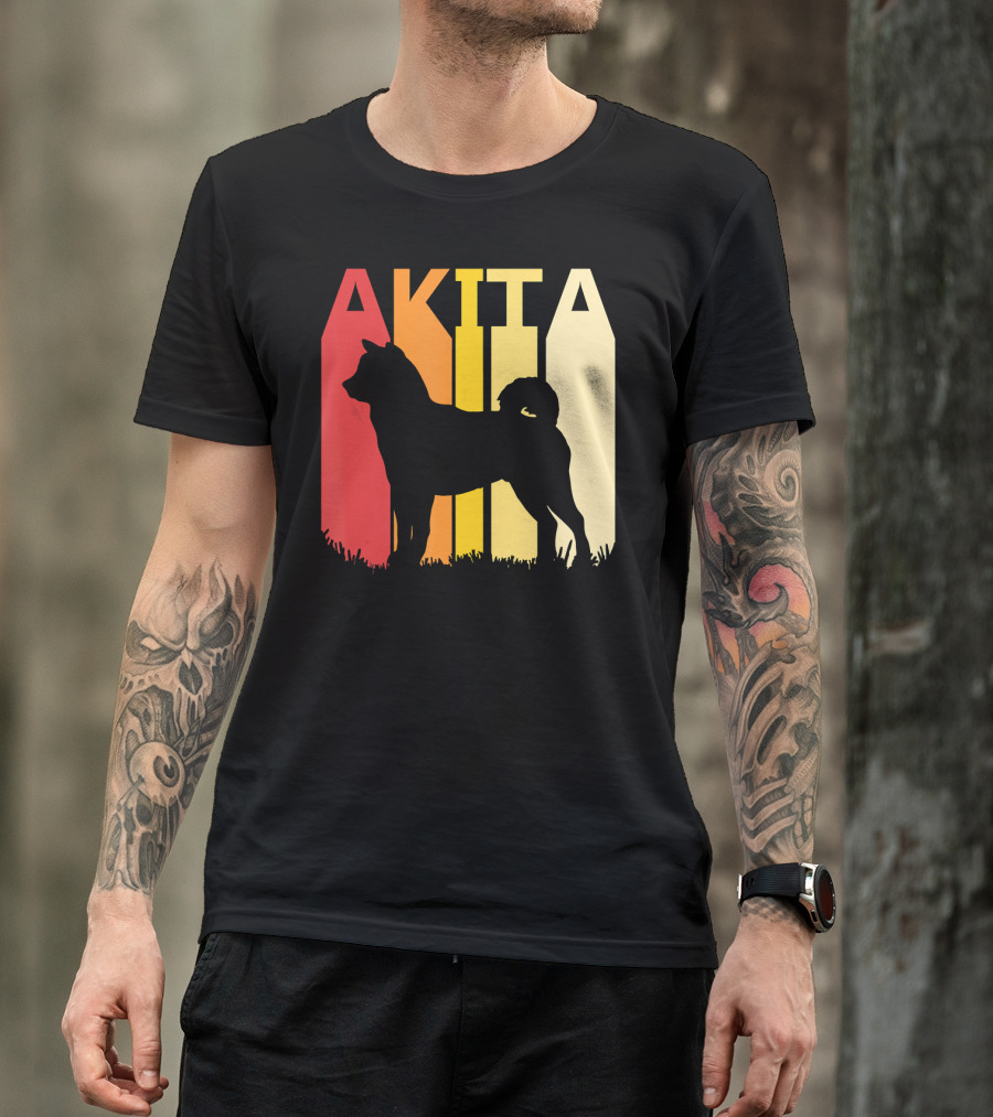Retro Akita Dog Breed Silhouette Owner T-Shirt