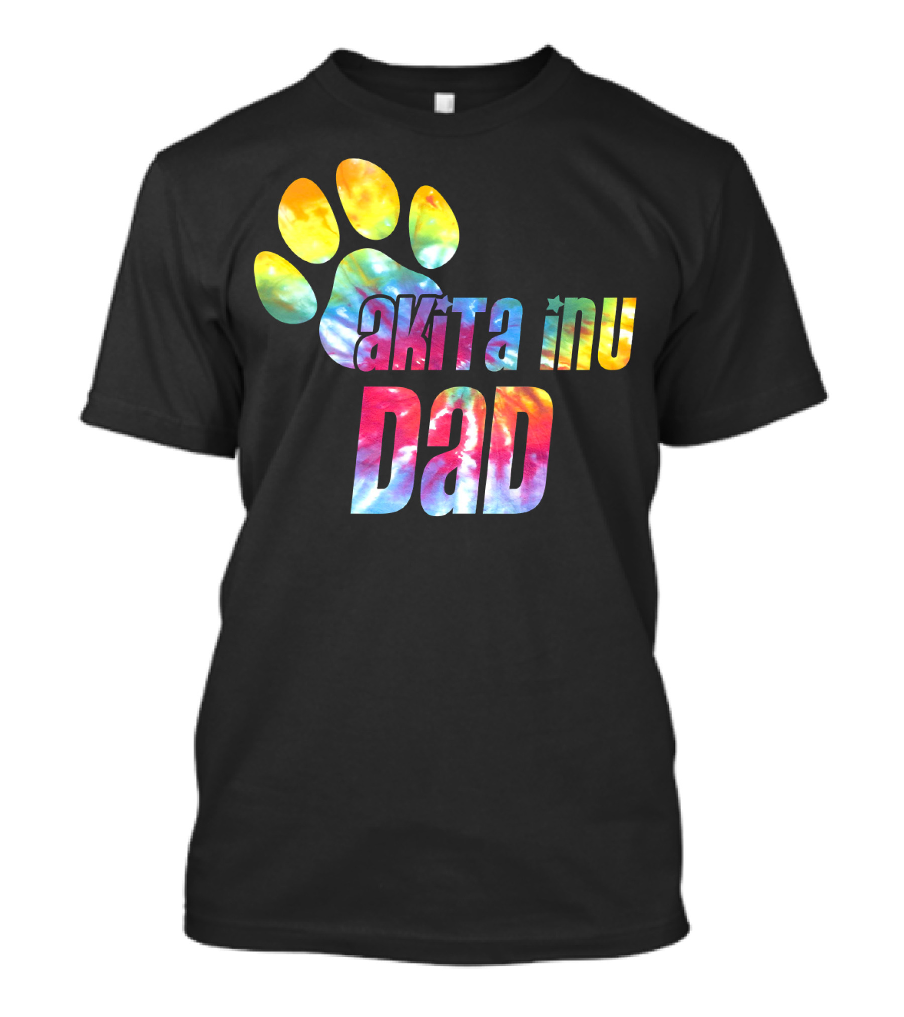 Tie Dye Akita Inu Dad Paw Print Dog Lovers Father's Day T-Shirt