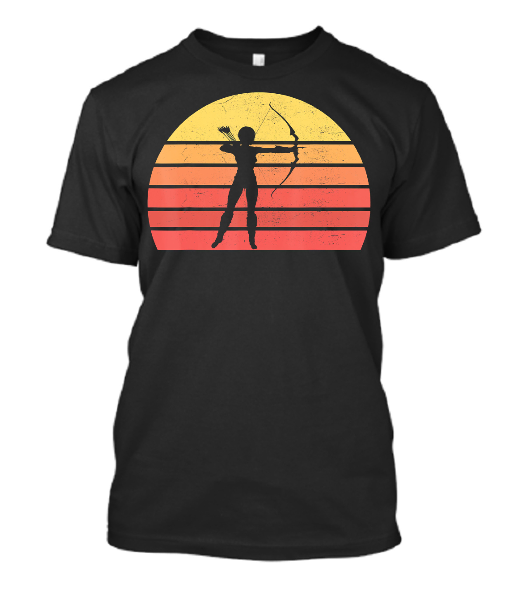 Vintage Archery Silhouette Sunset Bow Hunter Arch T-Shirt