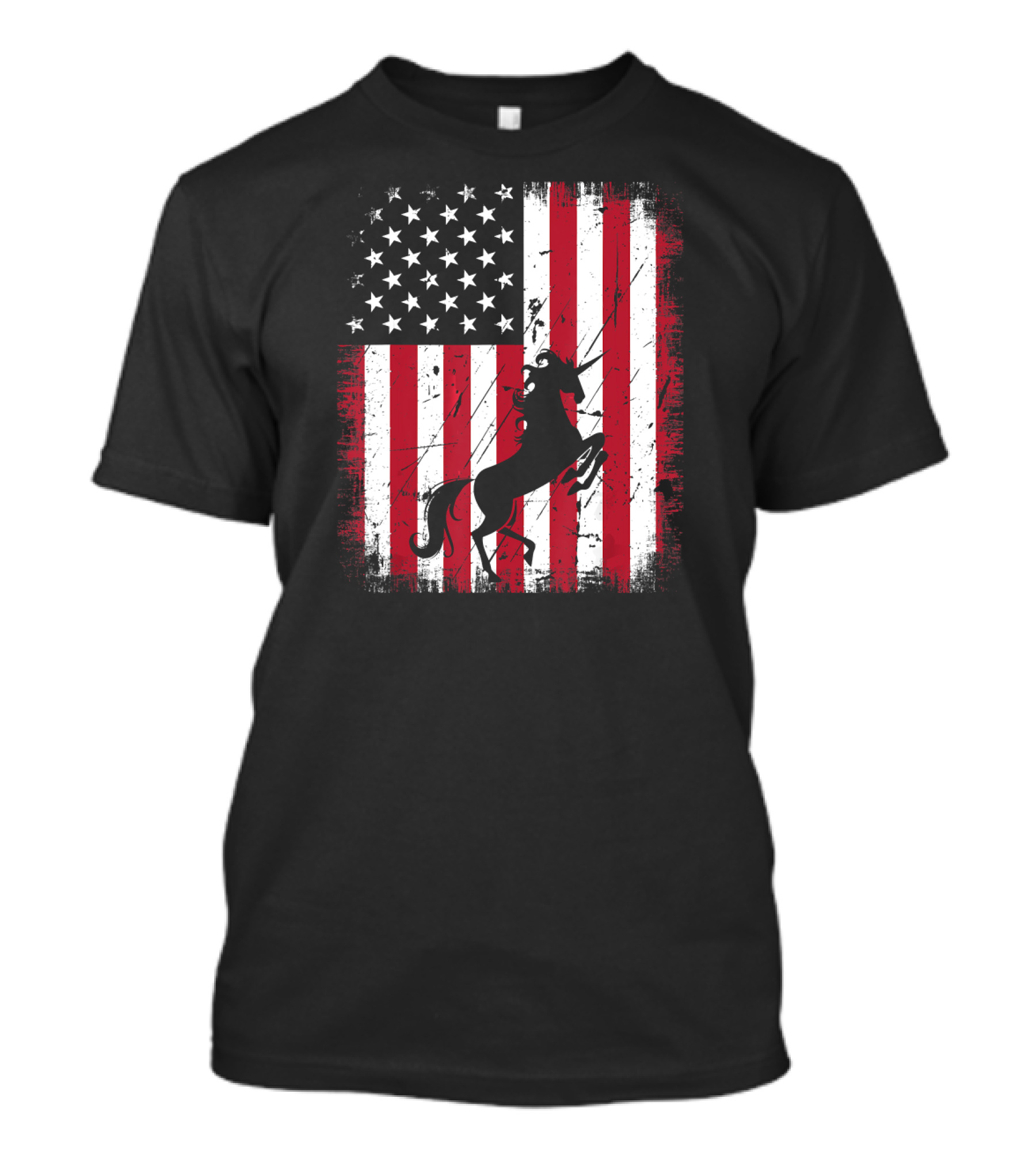 Vintage Unicorn American Flag 4th July USA T-Shirt