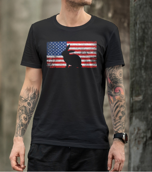 American Flag Rabbit 4th Of July Fun T-Shirt