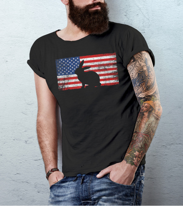 American Flag Rabbit 4th Of July Fun T-Shirt