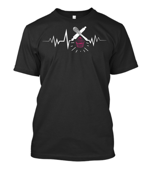 Baking Heartbeat Whisk Love Cupcakes T-Shirt