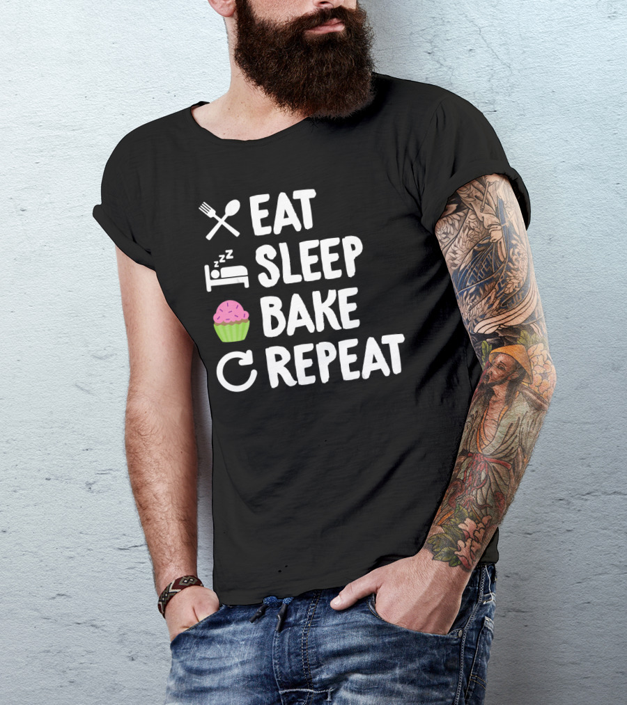 Eat Sleep Bake Repeat Cupcake Icons T-Shirt