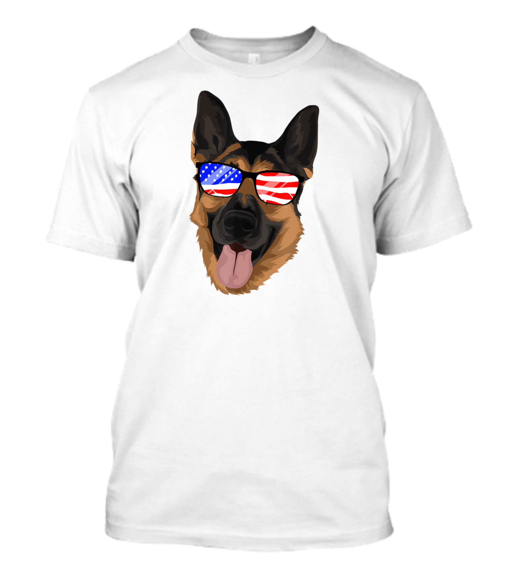 German Shepherd Wearing American Flag Sunglasses For 4th Of July T-Shirt