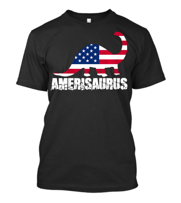 Amerisaurus Dinosaur With American Flag For Kids 4th Of July T-Shirt