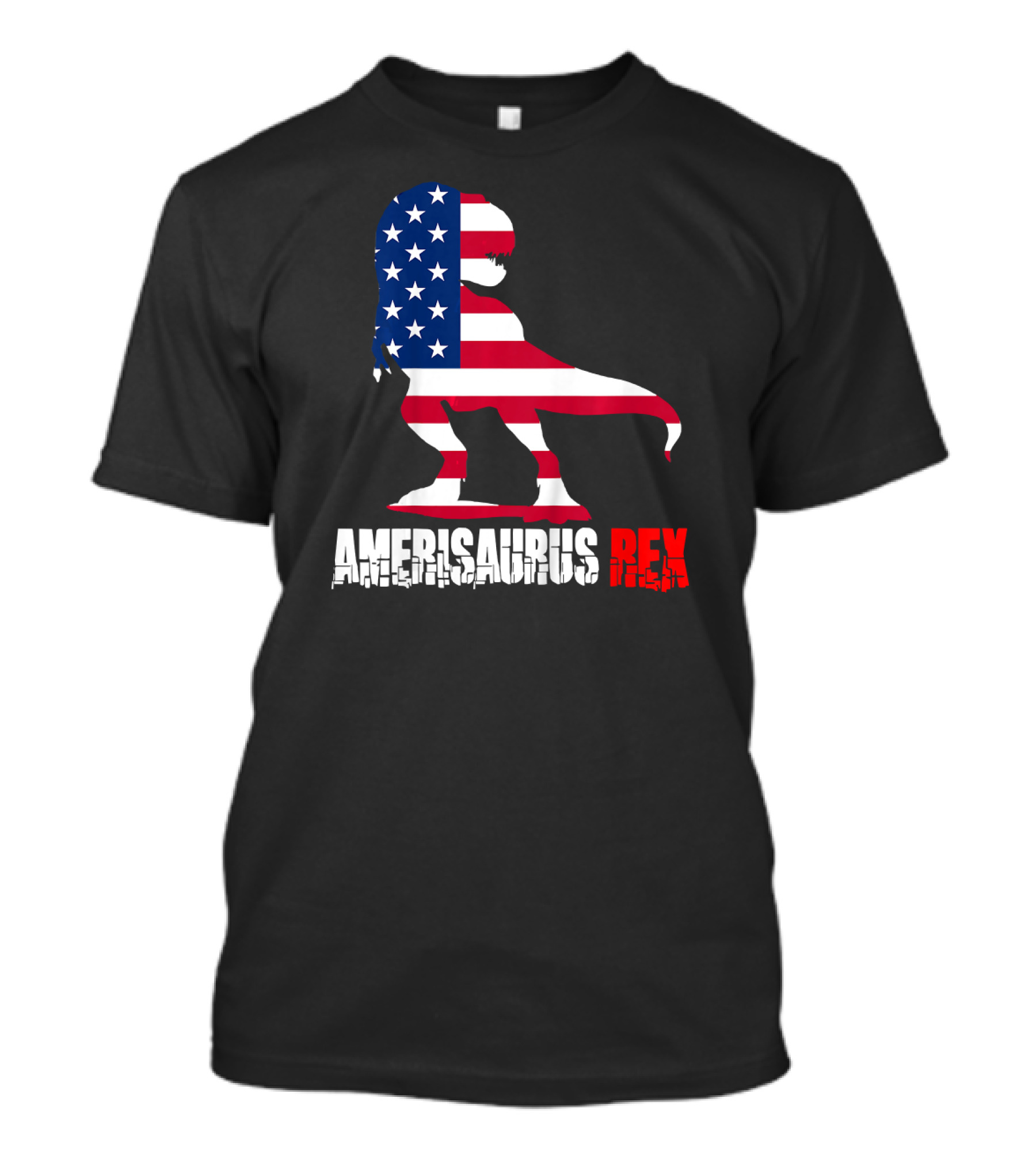 Kids Amerisaurus Rex Dinosaur 4th Of July USA Flag T-Shirt